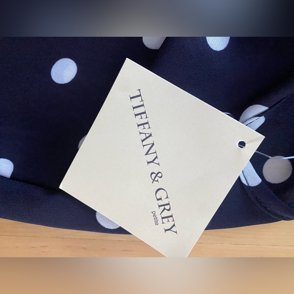 Size small dark blue polka dot blouse